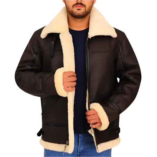 Men’s B3 Bomber Aviator Shearling Leather Jacket-0