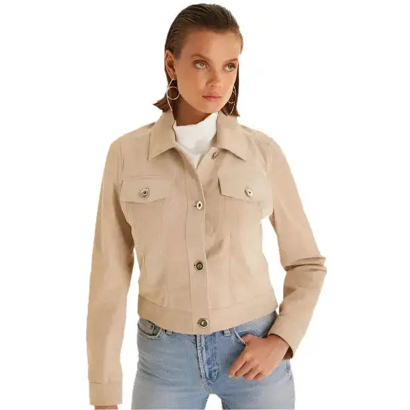 Women’s Beige Suede Western Jacket-0