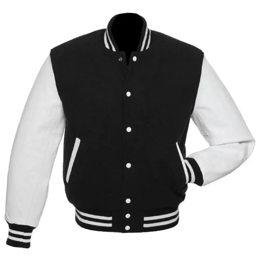Unisex Black & White Premium Varsity Jacket-0