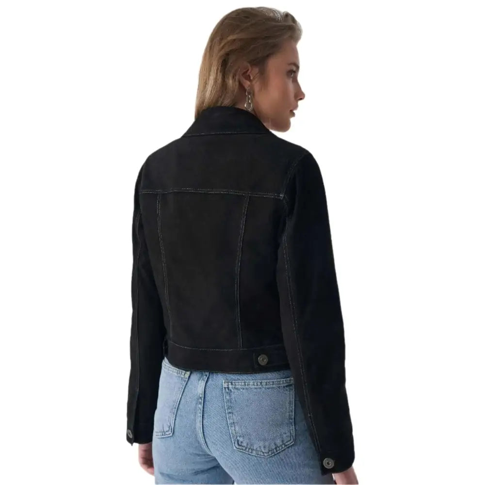 Women's Black Western Suede Jacket-1