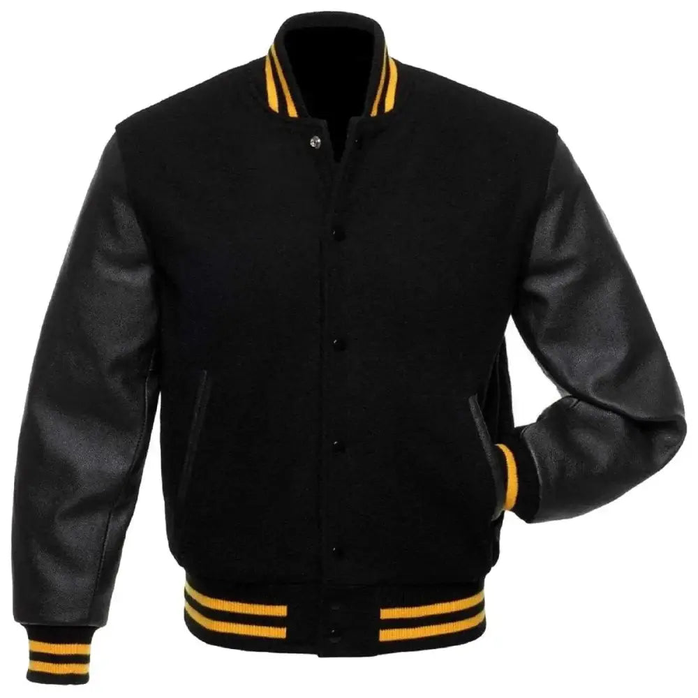 Mens Black Varsity Jacket-0