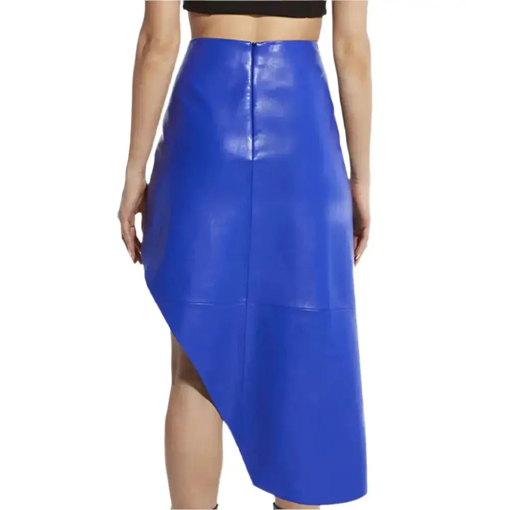 Women's Blue Leather Skirt-1