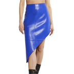 Women's Blue Leather Skirt-0