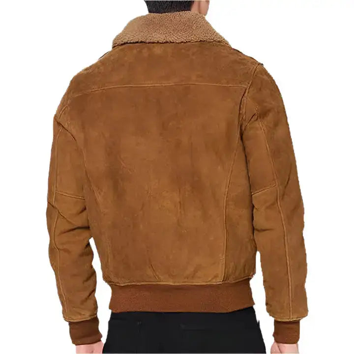 Men’s Brown Suede Leather Aviator Jacket-1