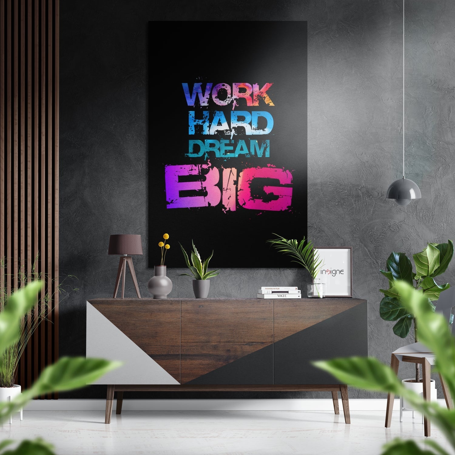 Work Hard Dream Big Brushed Aluminium Dibond Wall Art-0
