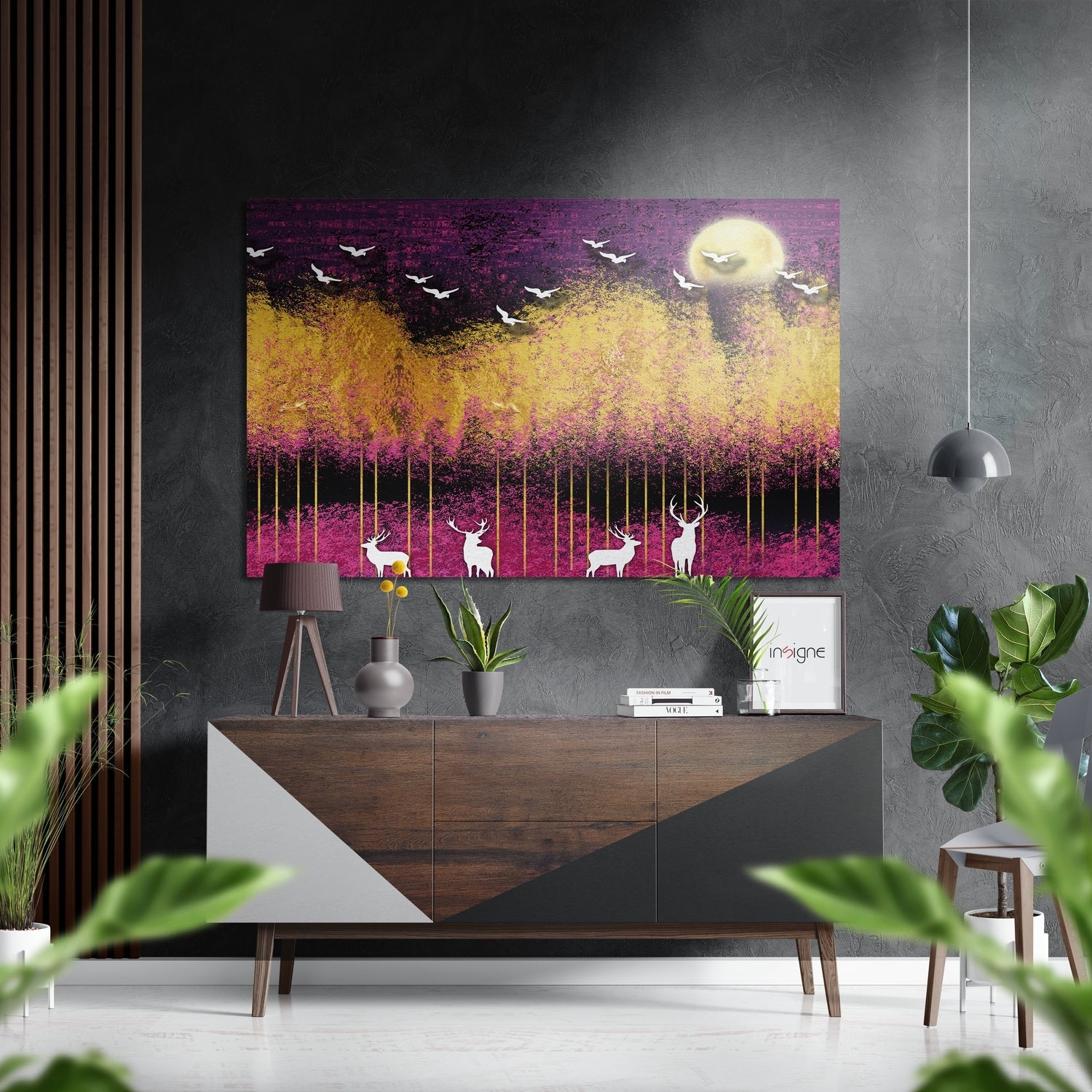 Deers of Dreams Brushed Aluminium Dibond Wall Art-0