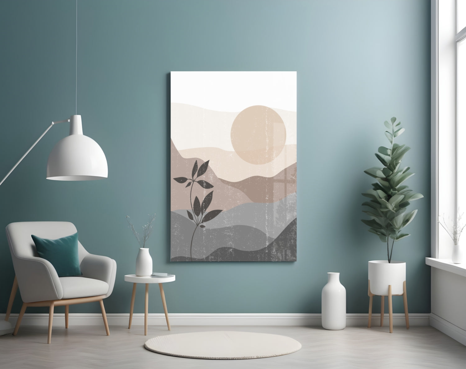 Small Leaves Glass Wall Art-3