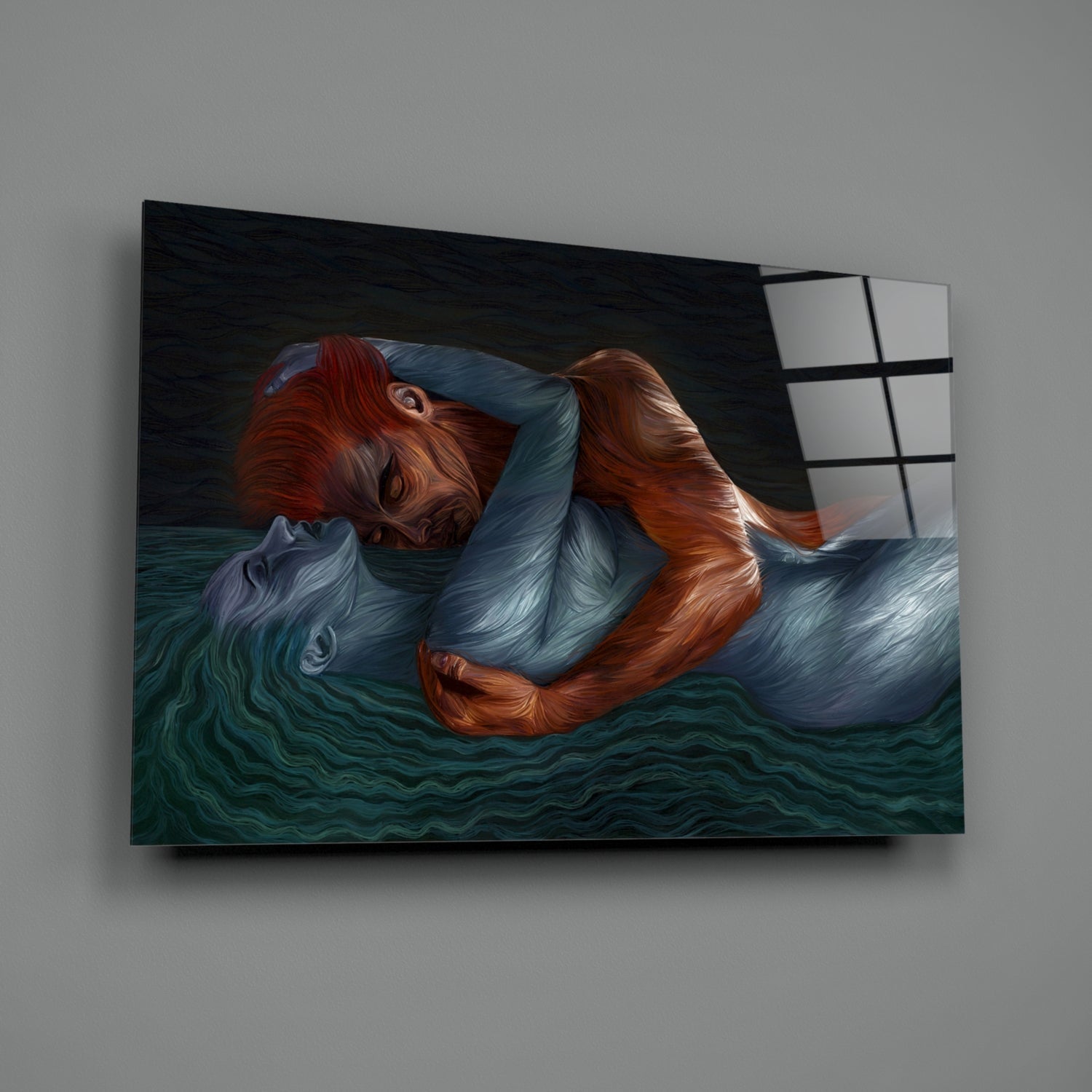 Water And Fire Glass Wall Art-1