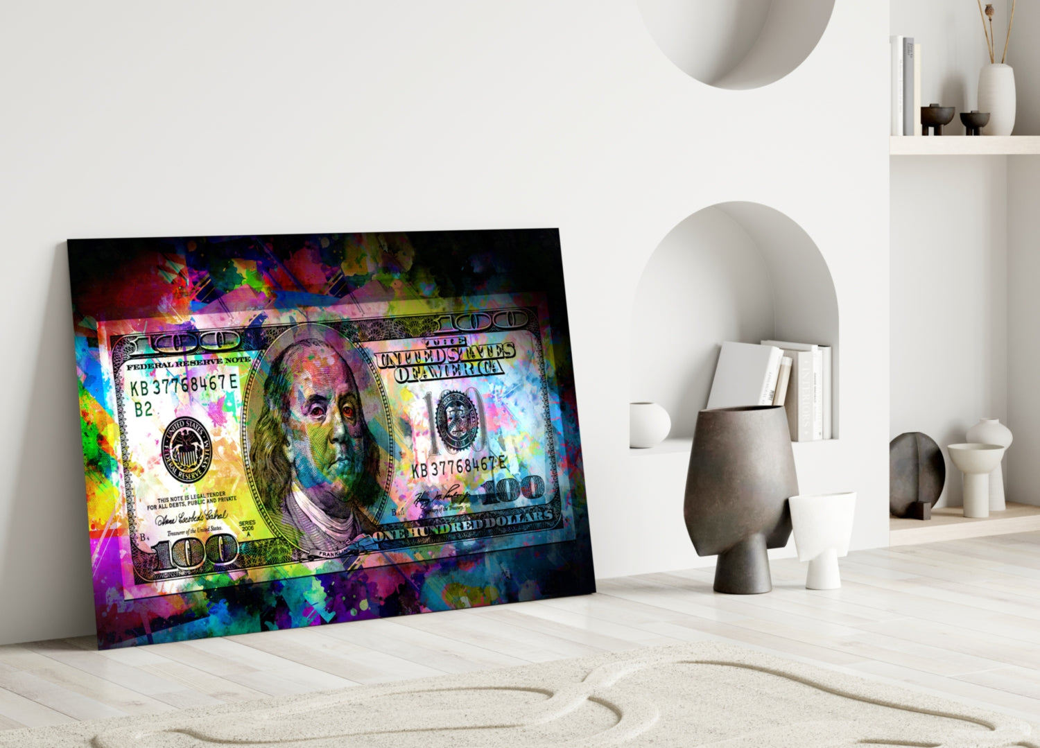 100 Dollars Glass Wall Art-2