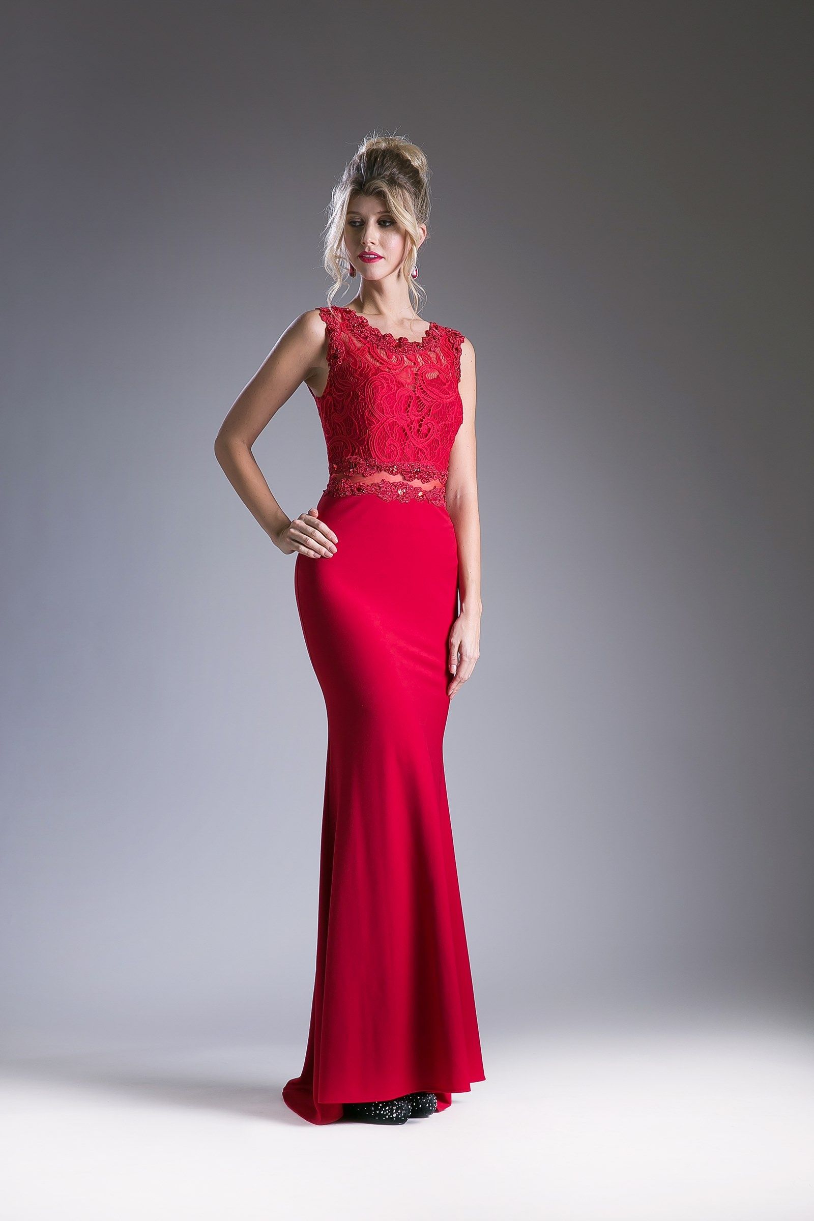Fitted Gown With Lace Bodice-5