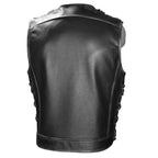 Mens Black Leather Biker Vest-1