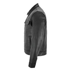 Mens Black Leather Trucker Jacket-2