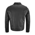 Mens Black Leather Trucker Jacket-1