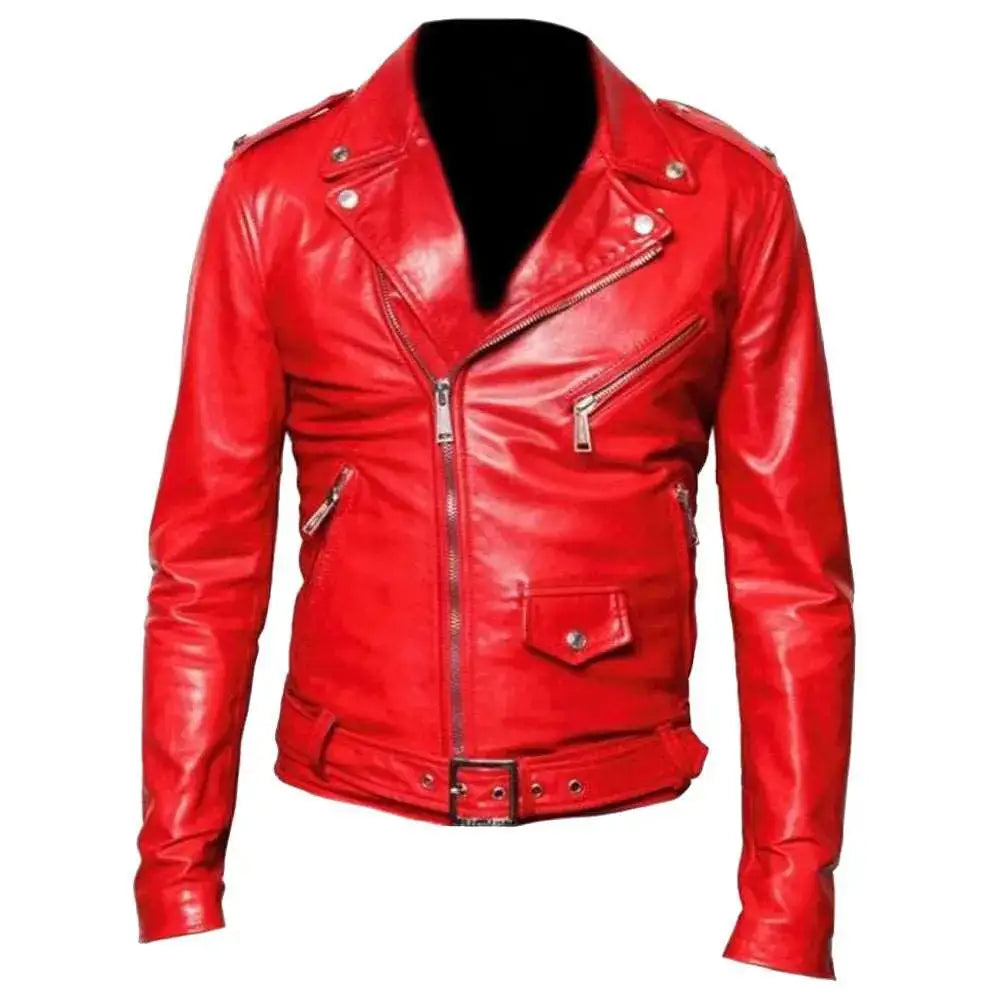 Men's Classic USA Moto Leather Jacket-0