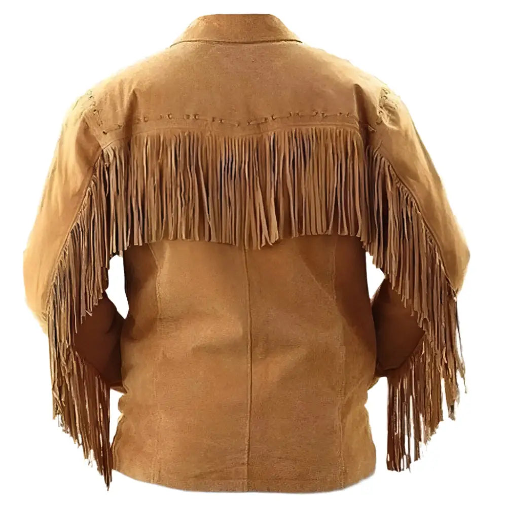Men's Brown Suede Western Fringe Leather Jacket-1
