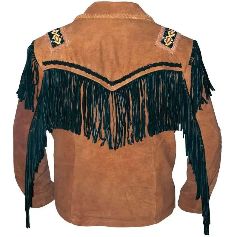 Men's Cowboy Western Fringed Leather Jacket-1