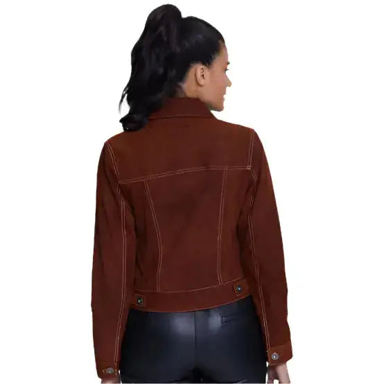 Women's Dark Tan Western Leather Jacket-1