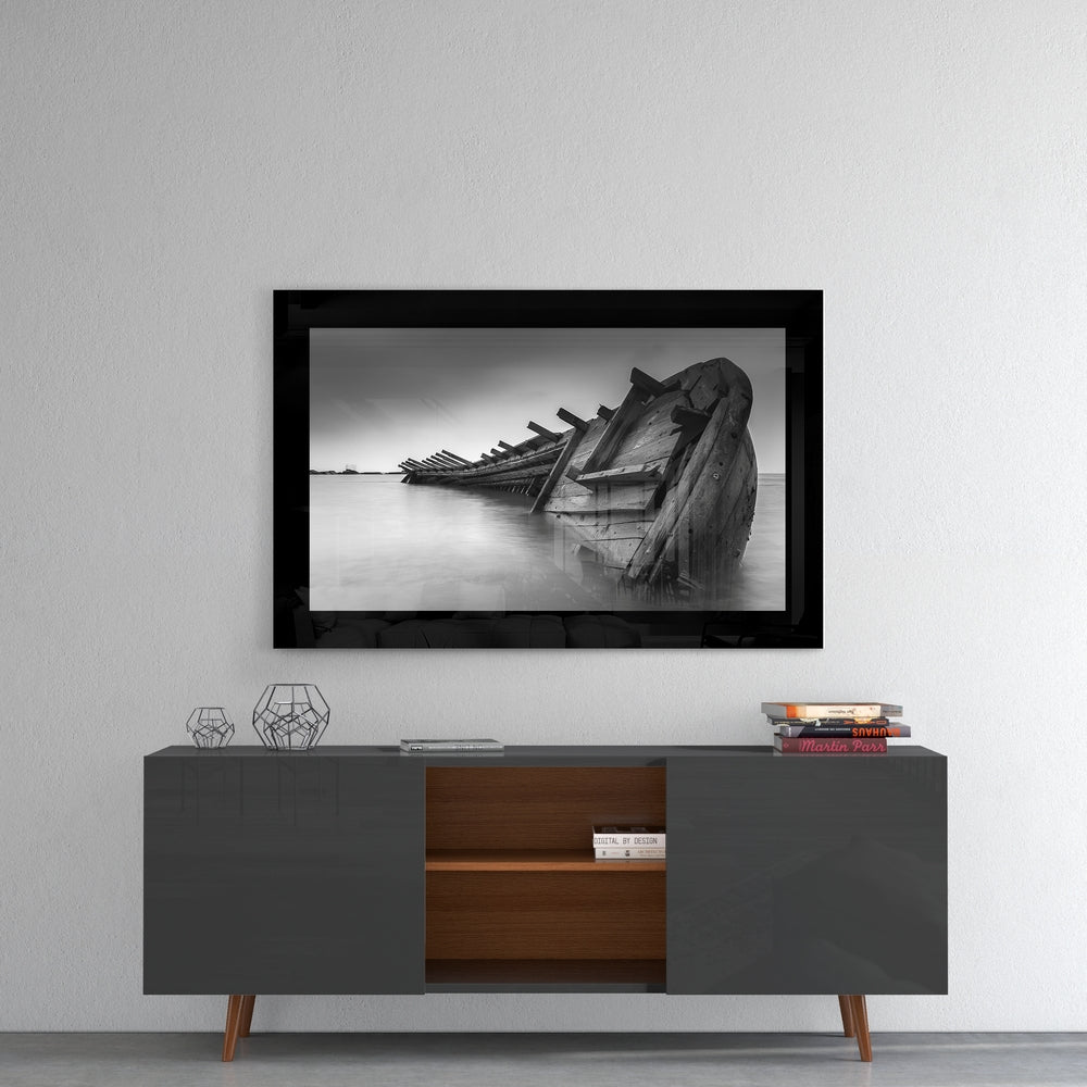 Abandoned Boat Glass Wall Art-3