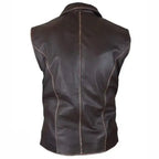 Mens Distressed Brown Leather Vest-2