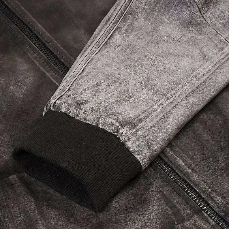 Distressed Leather Varsity Jacket-4