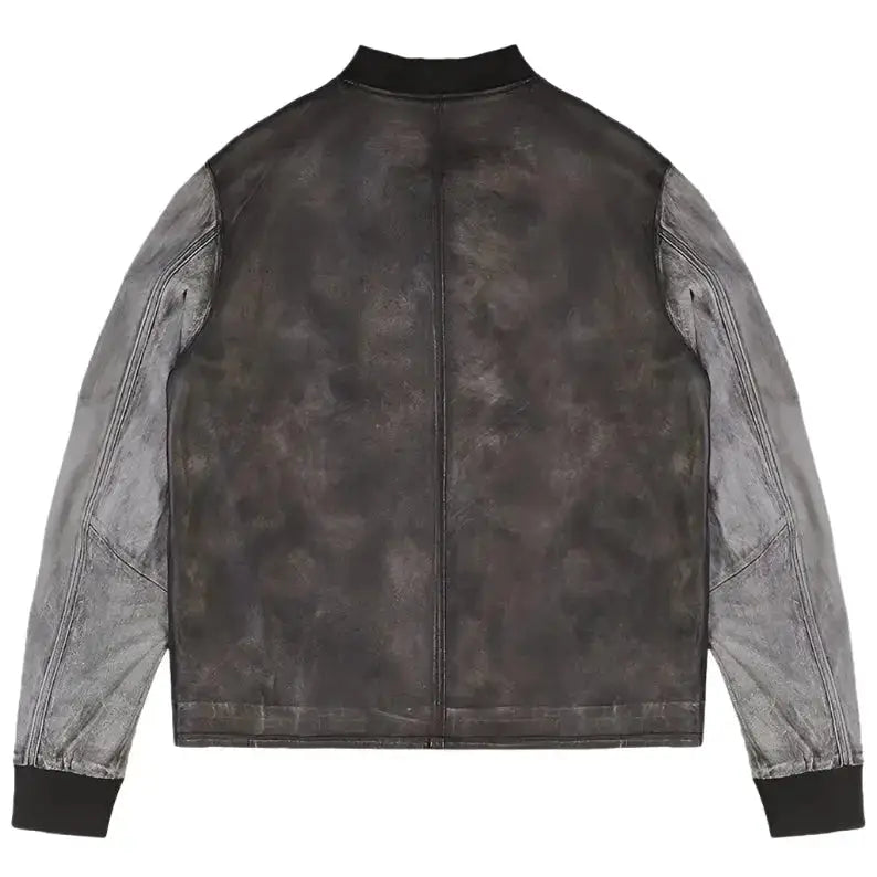 Distressed Leather Varsity Jacket-2
