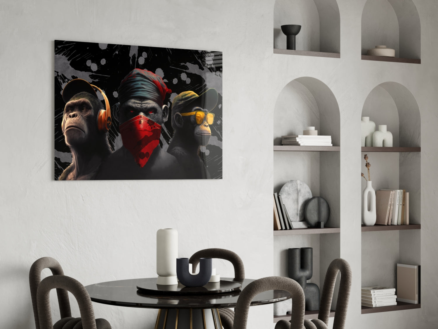 3 Wise Monkeys Glass Wall Art  || Designer Collection-4