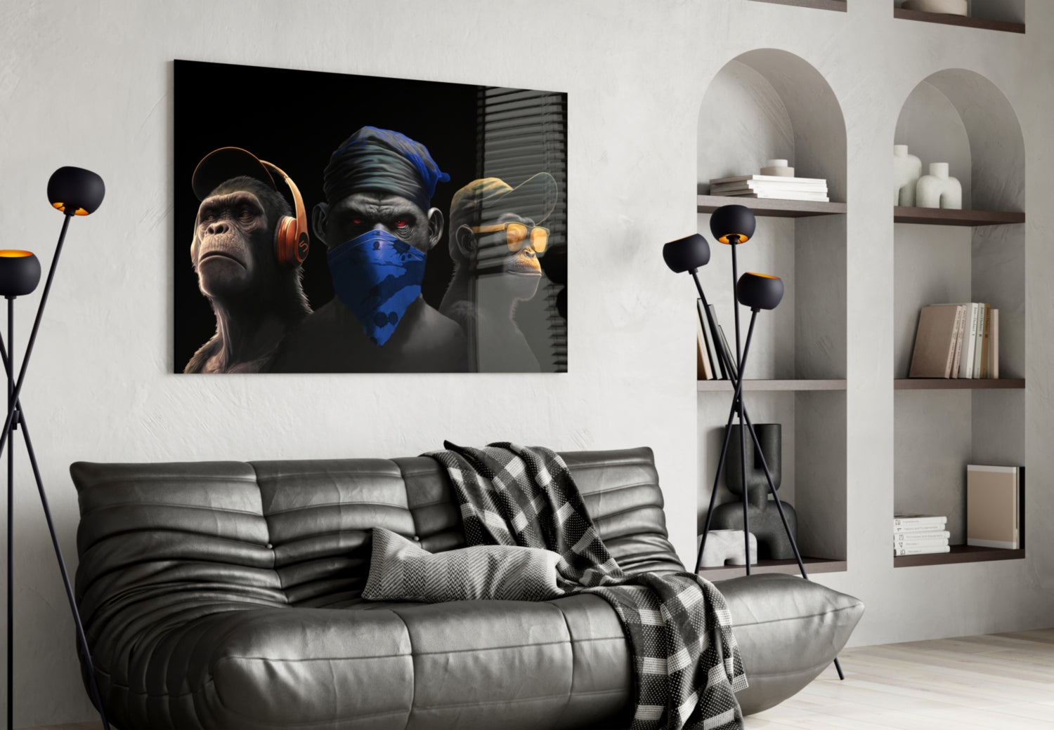 3 Wise Monkeys Glass Wall Art || Designer Collection-3