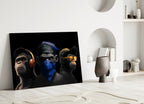 3 Wise Monkeys Glass Wall Art || Designer Collection-2