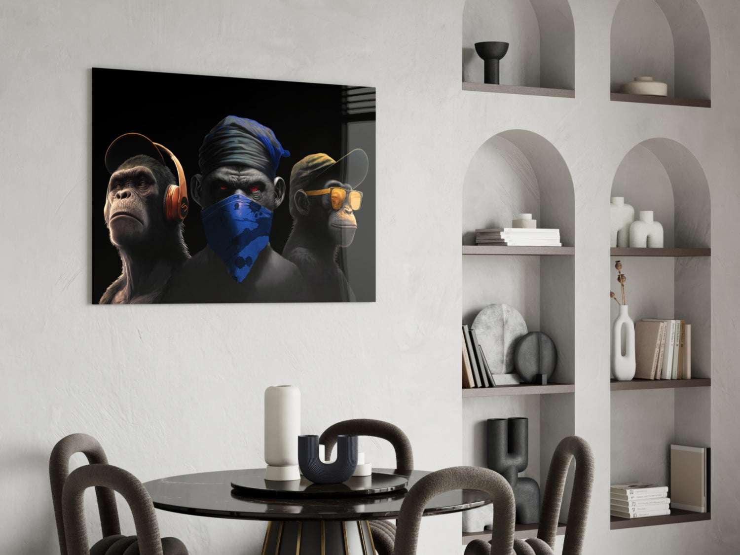 3 Wise Monkeys Glass Wall Art || Designer Collection-4