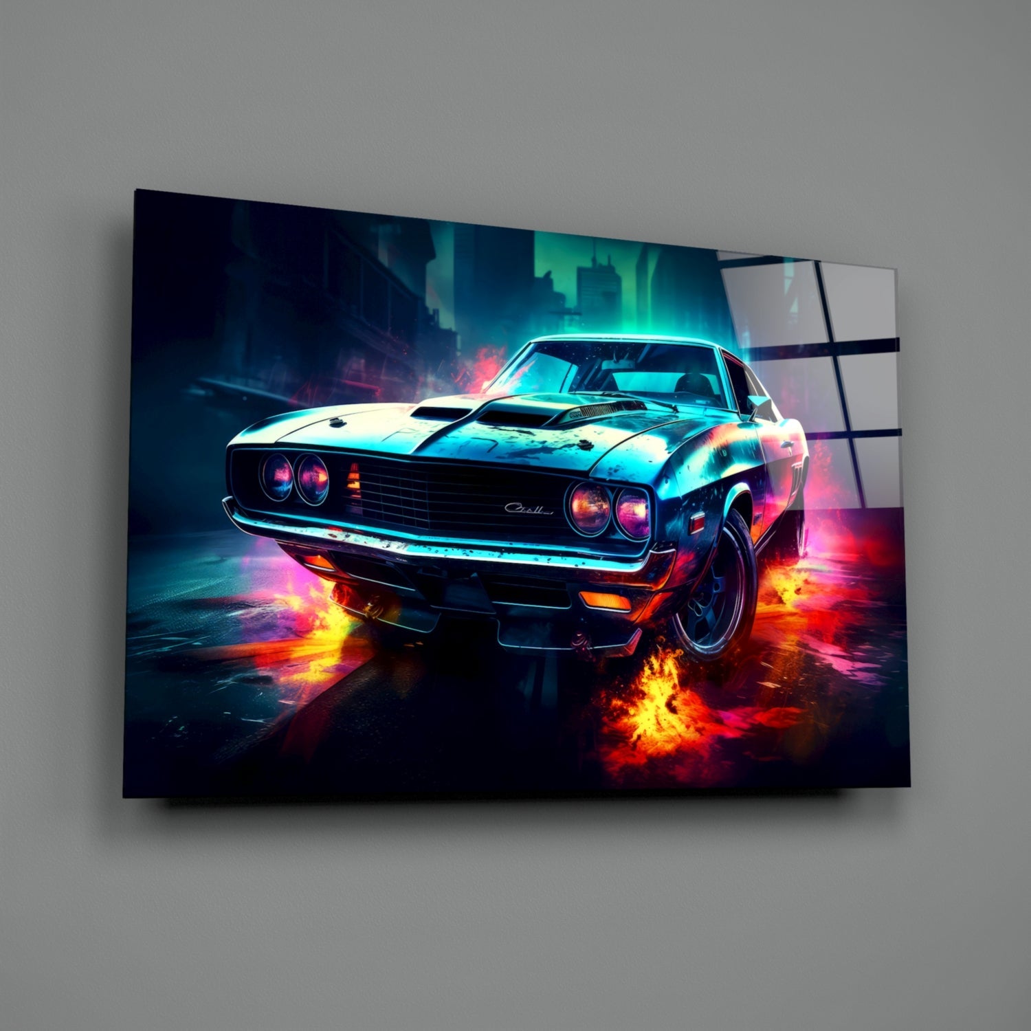 1970 Dodge Challenger  Glass Wall Art || Designer Collection-1