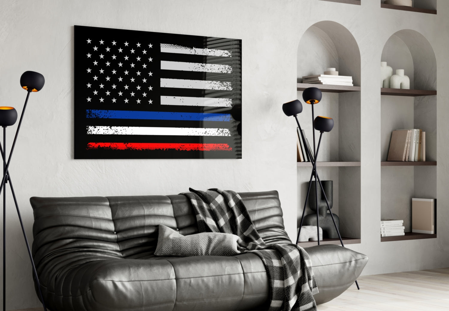 USA-France Flag Glass Wall Art || Designer Collection-3