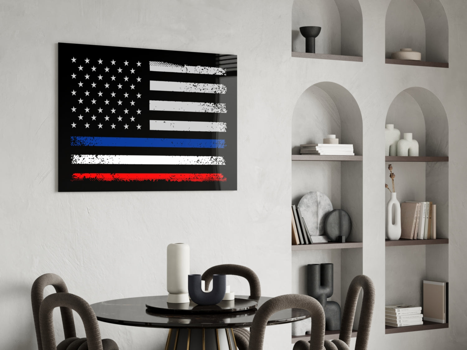 USA-France Flag Glass Wall Art || Designer Collection-4