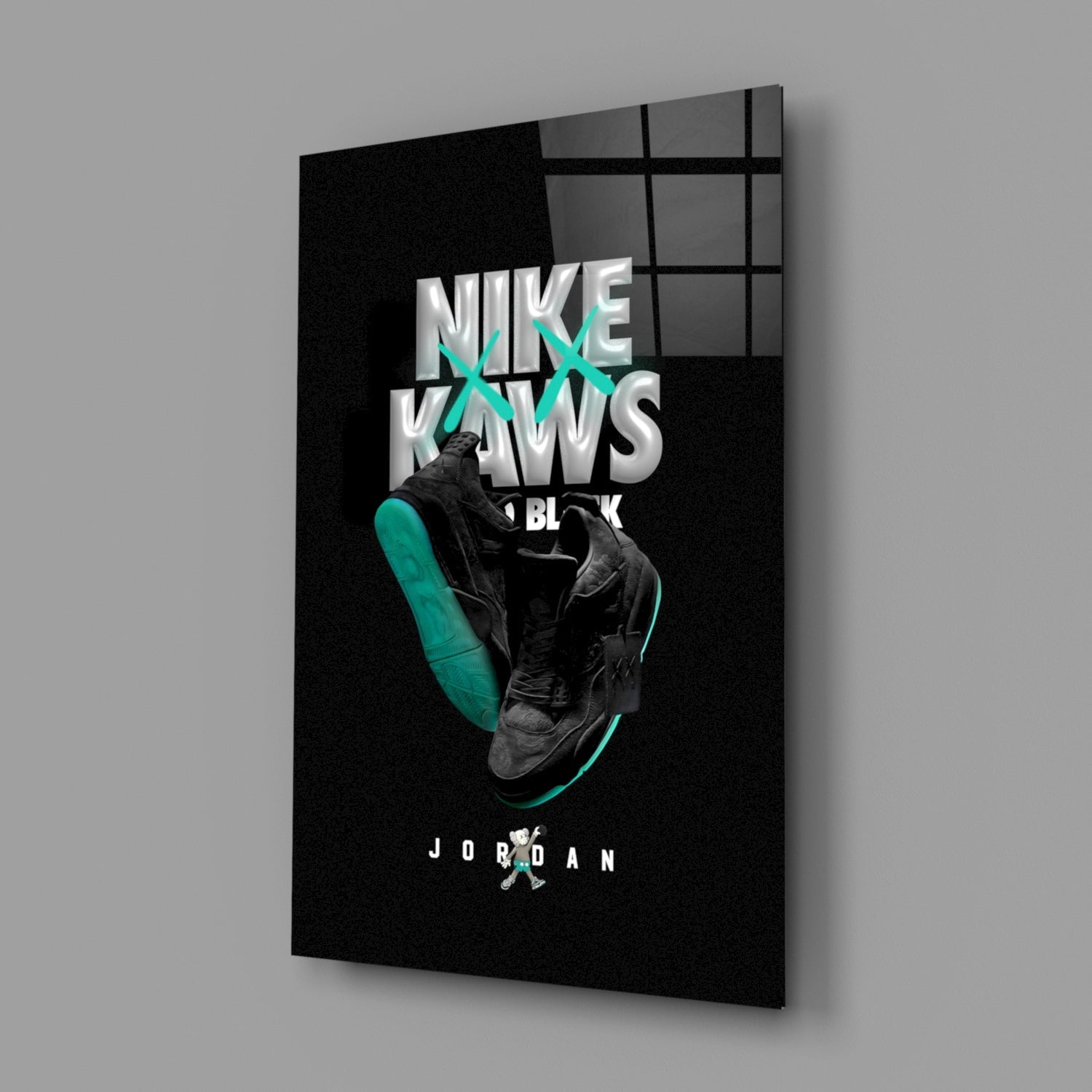 Black Kaws Glass Wall Art || Designer Collection-1