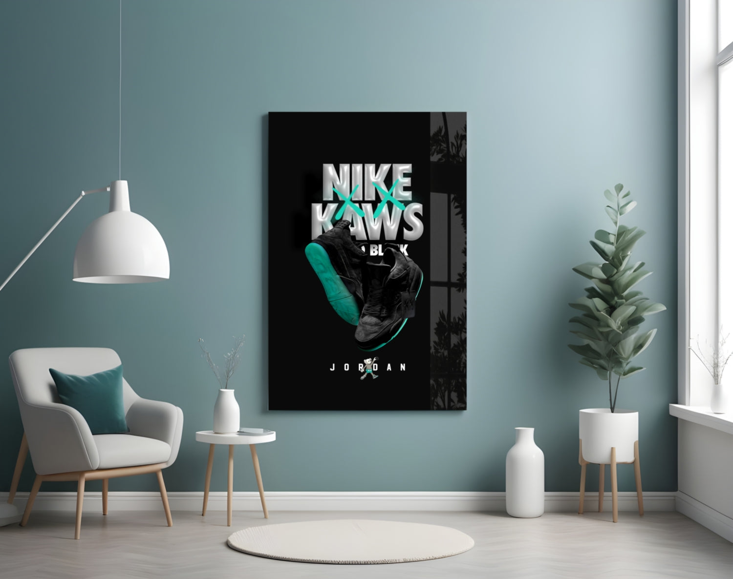 Black Kaws Glass Wall Art || Designer Collection-3