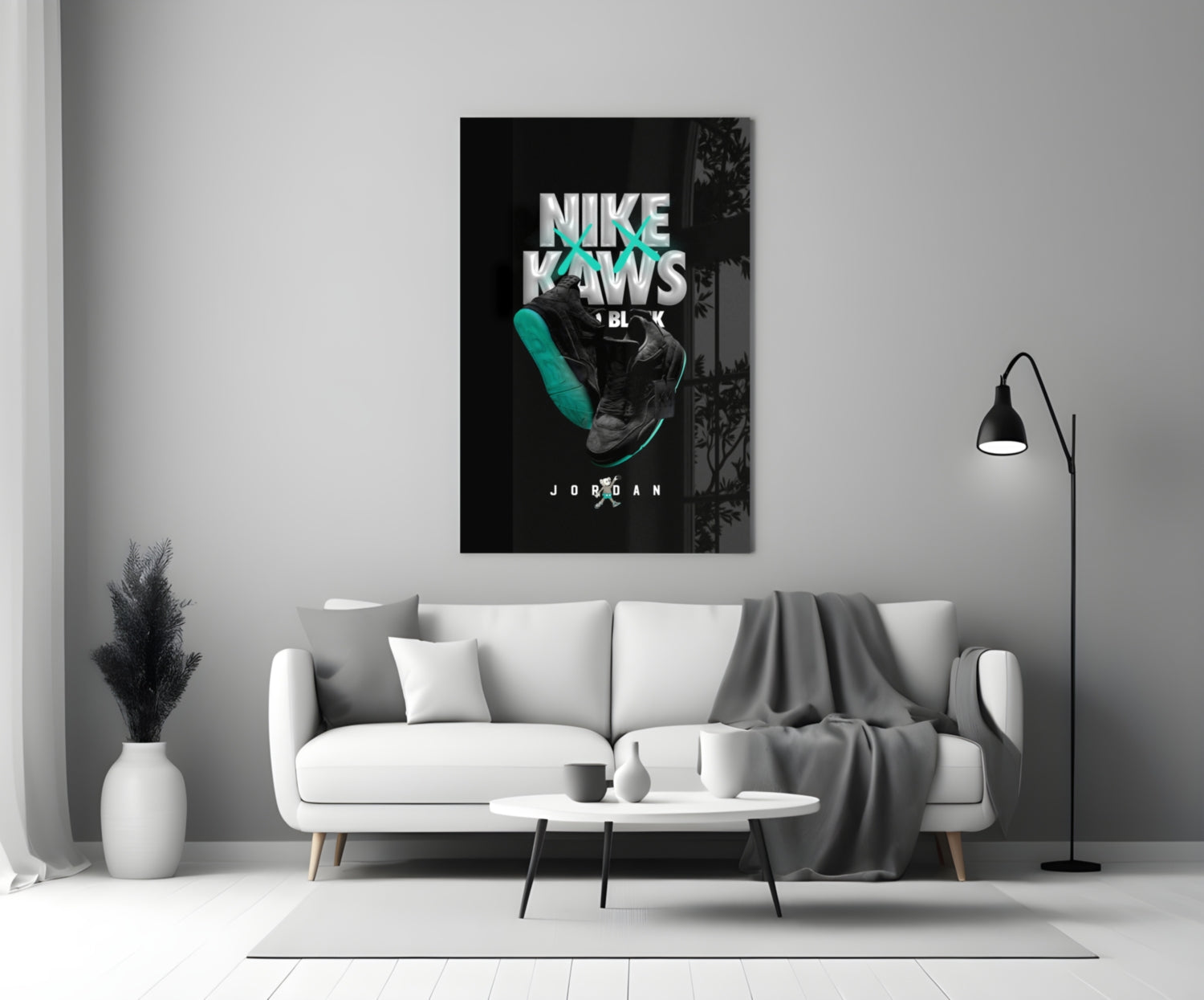 Black Kaws Glass Wall Art || Designer Collection-2