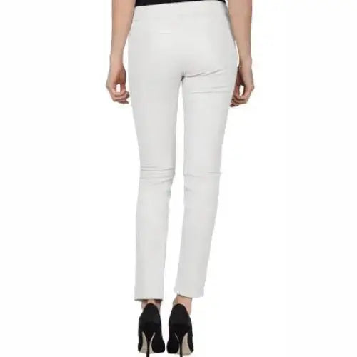 Women’s Elegant White Leather Pants-1
