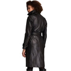 Women's Black Lambskin Leather Coat-1