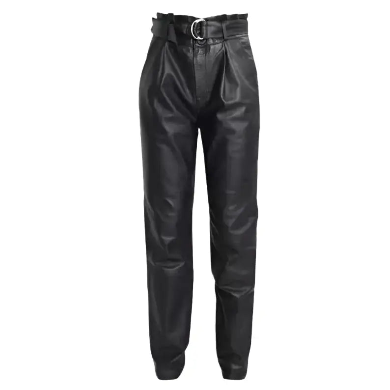 Women’s Genuine Black Leather Pants-1