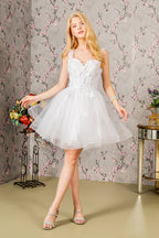 Butterfly Applique Sequin Mesh Babydoll Dress w/ Sheer Straps-9