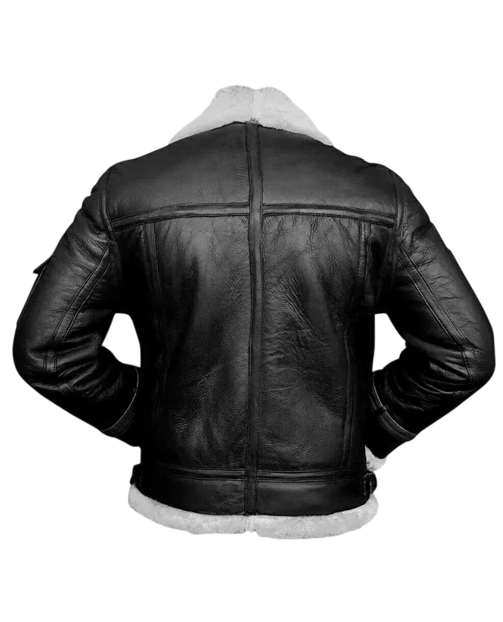 Men’s Real Leather Shearling Bomber Jacket-3