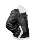 Men’s Real Leather Shearling Bomber Jacket-4