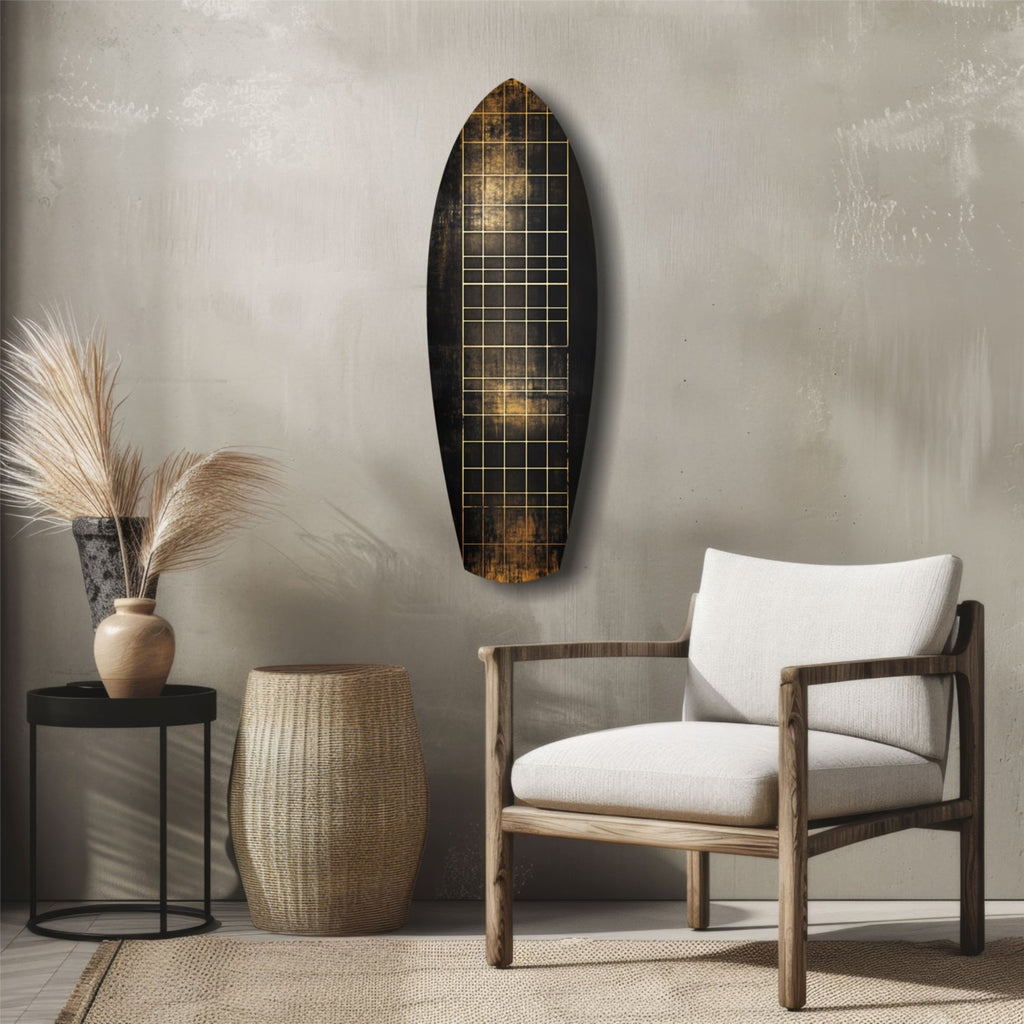 Golden Surf Reflection Glass Wall Art-4