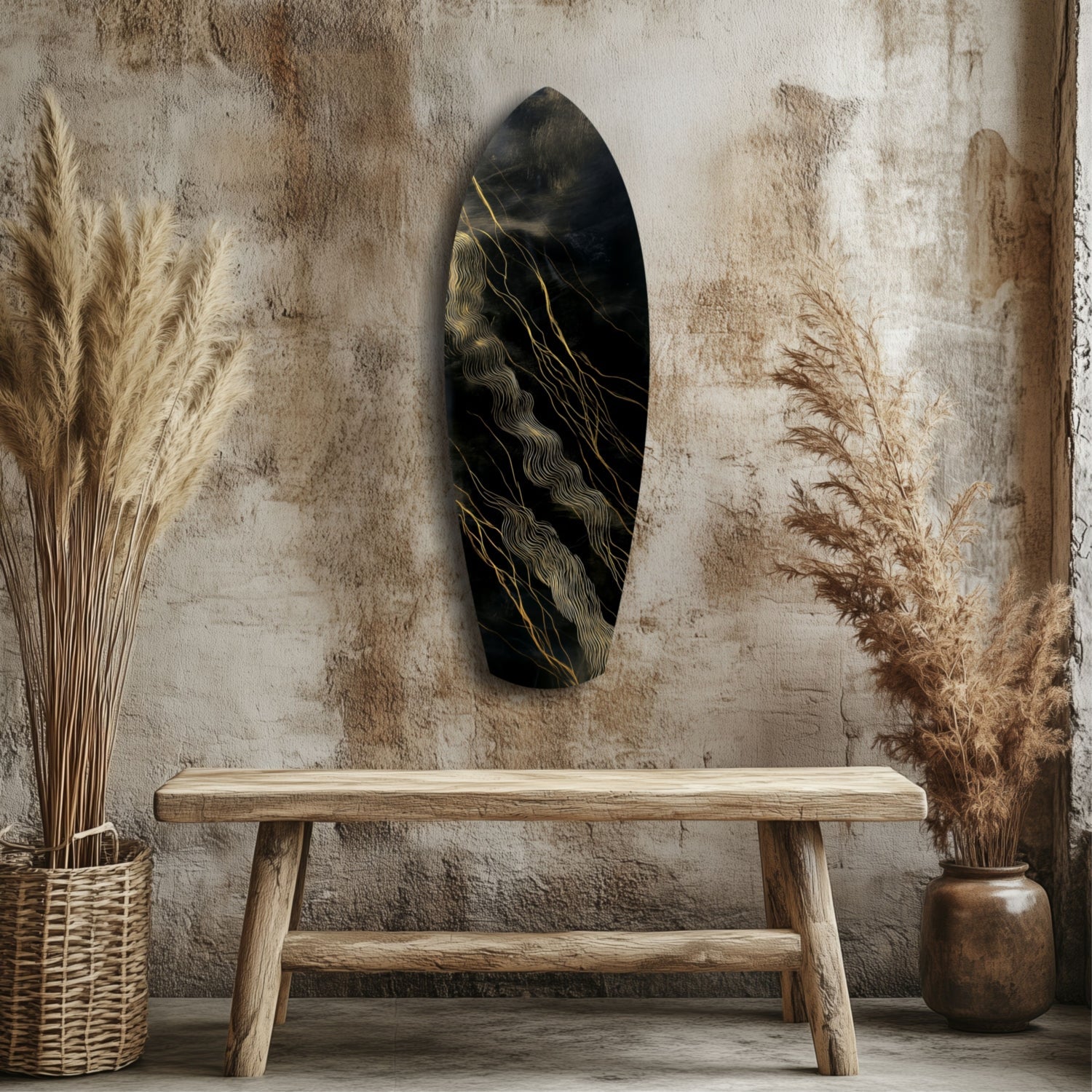 Golden Waves Glass Wall Art-2