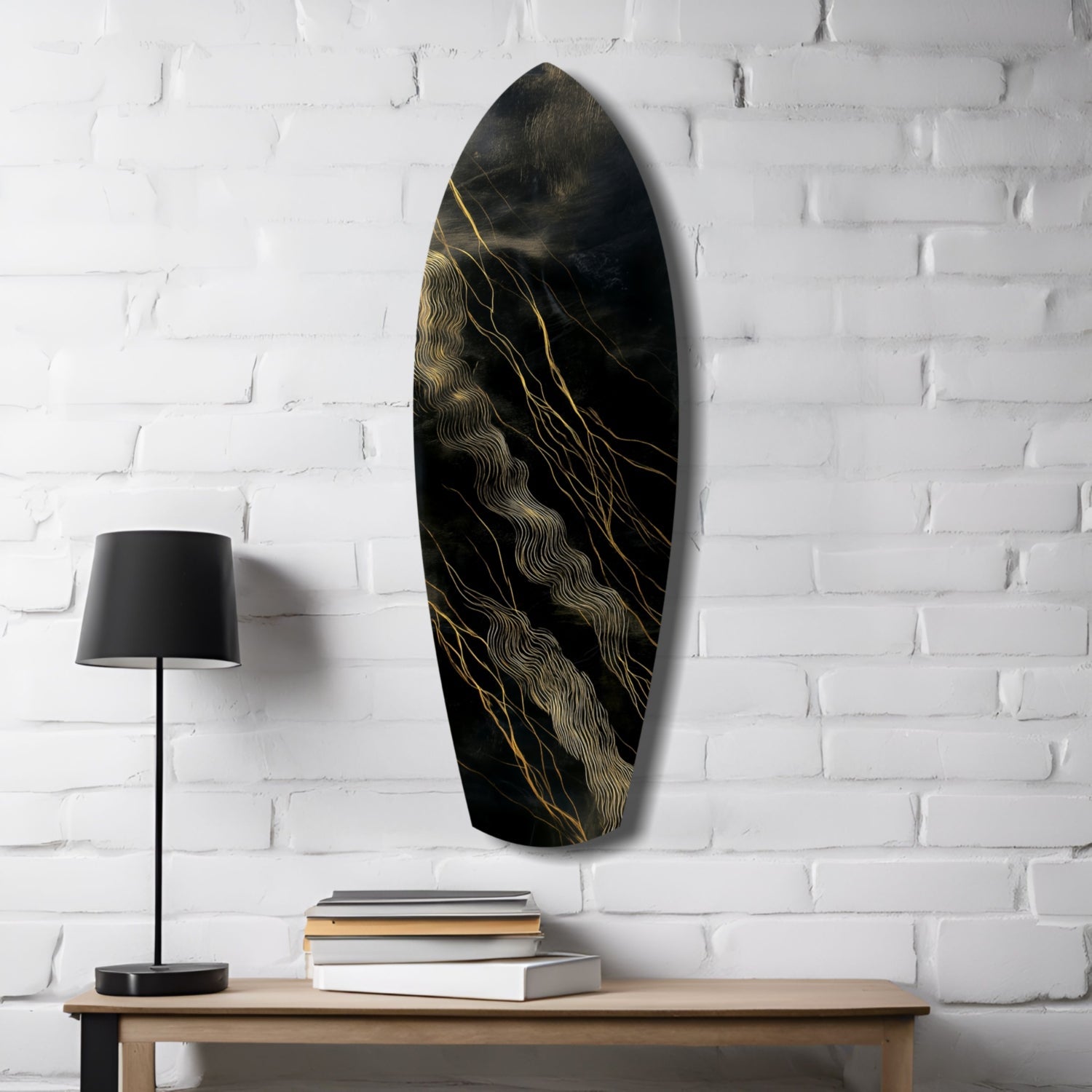 Golden Waves Glass Wall Art-3