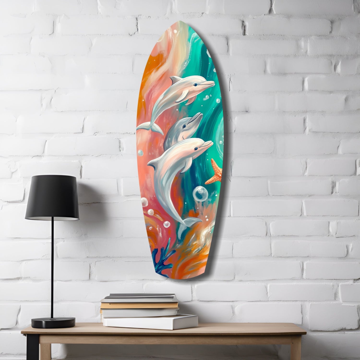 Dolphin Family Glass Wall Art-3