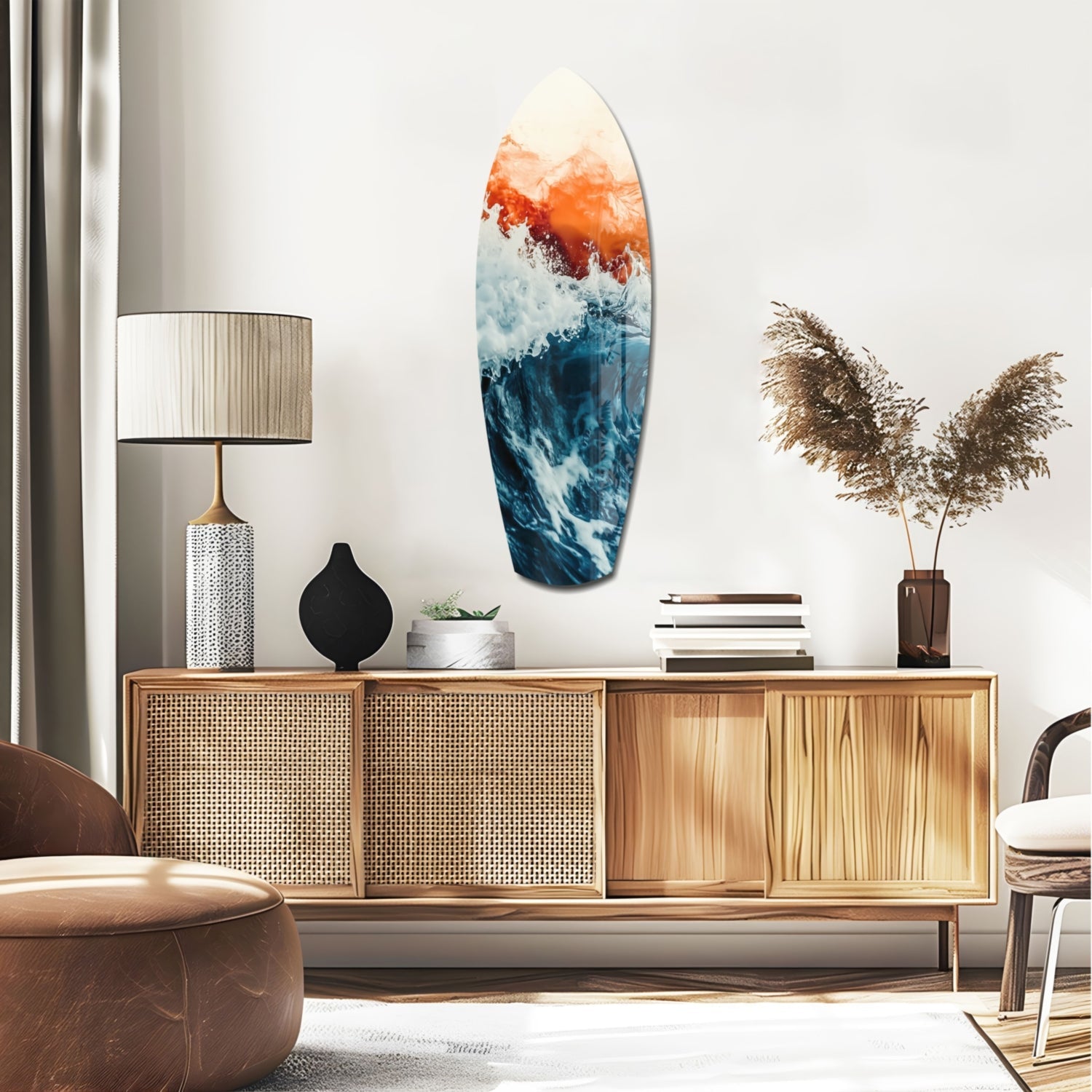 Colors of the Sunset in the Ocean Glass Wall Art-1