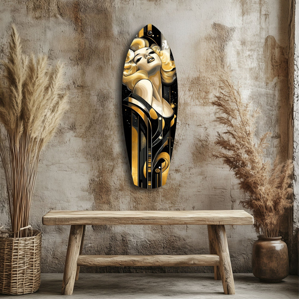 Golden Marilyn Monroe Glass Wall Art-2