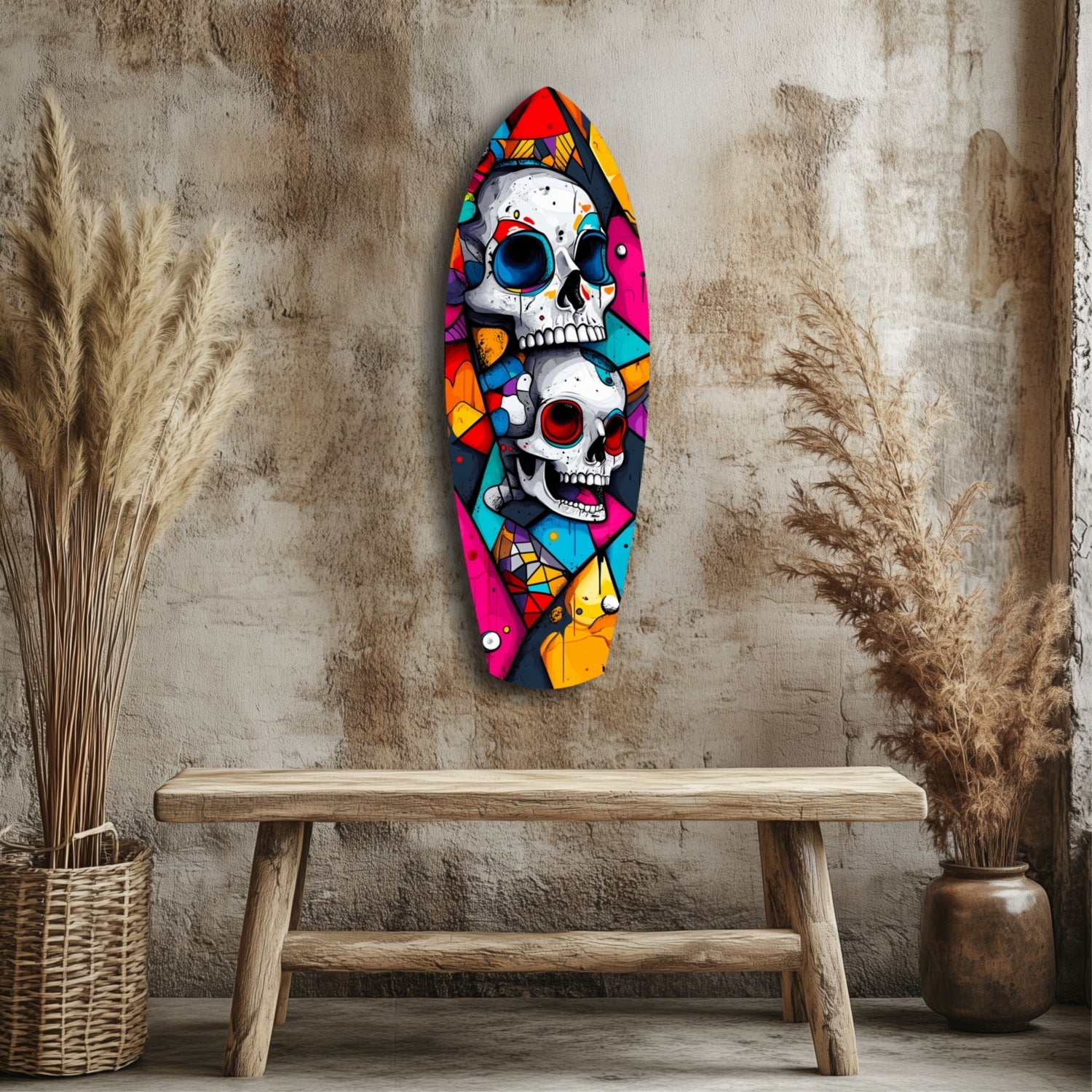 Vintage Skulls Glass Wall Art-2