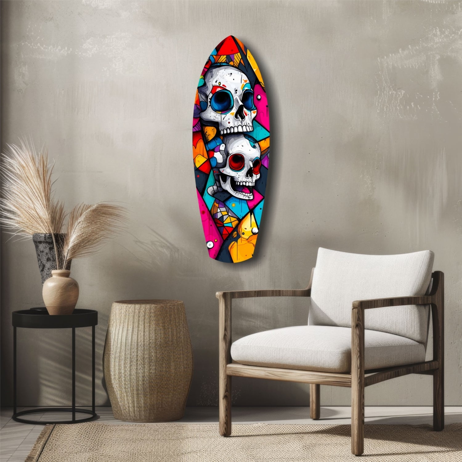 Vintage Skulls Glass Wall Art-4