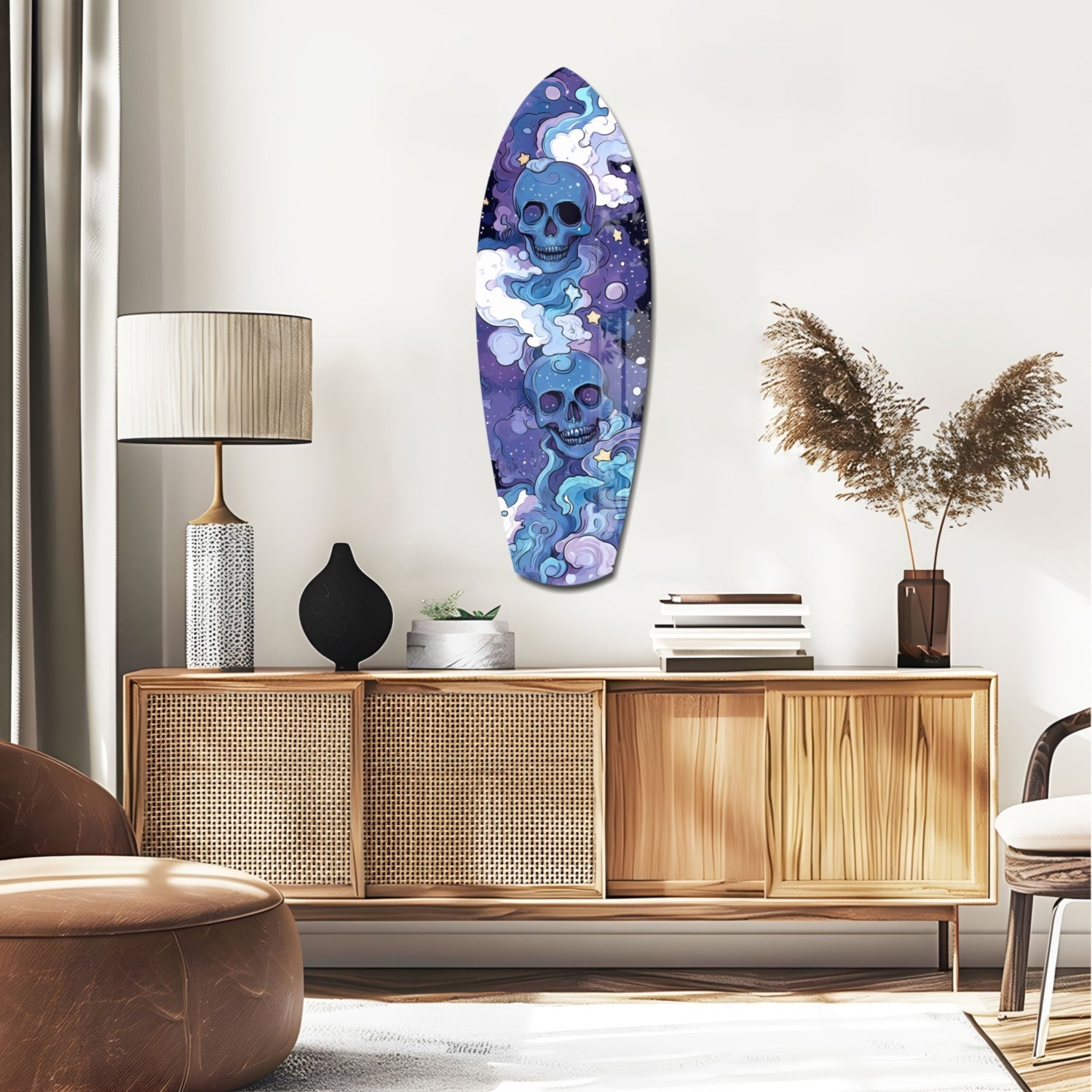 Midnight Skull Nocturnal Shadows Glass Wall Art-1